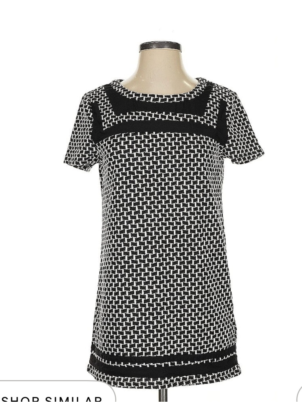 Anthropologie Black & White Geometric Short-Sleeve Shift Dress
